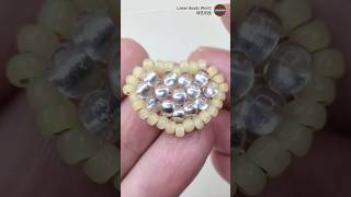 Beaded Heart with Farfalleファルファーレビーズ花生珠⁑DIY #beading #beadwork #beadingtutorial #farfalle #shorts