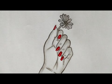 How to draw a hand holding a flower || Easy drawing tutorial