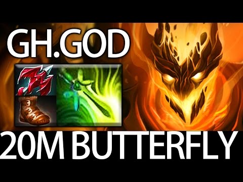 20M Butterfly GH.god Pro Shadow Fiend Mid Carry vs MagE Naga Dota 2