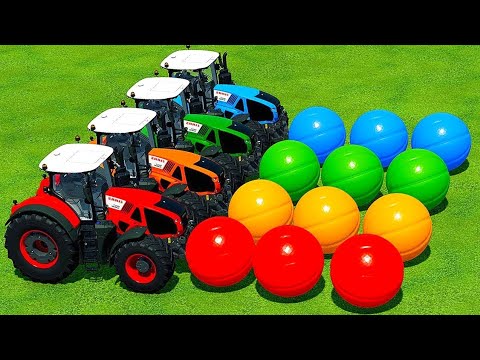 Class Tractors vs Colored BasketBalls - Farming Simulator 22