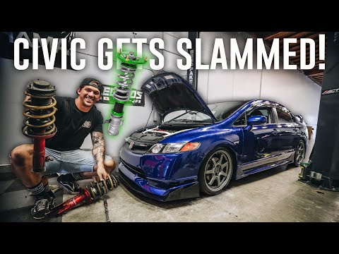SLAMMING THE FA5 MUGEN HONDA CIVIC SI | How to Lower Your Car on Coilovers
