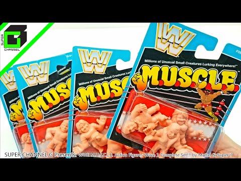 WWE M.U.S.C.L.E. action figures Wave 1 Complete Set by SUPER 7 and Mattel