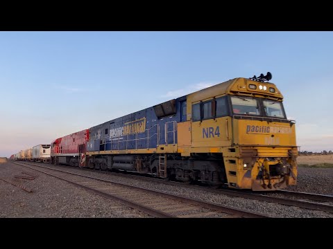 4MA5 Pacific National container train with NR4 NR18 (Ghan) at Gheringhap bound for Adelaide 2/4/2025