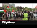 Pro-Palestinian demonstration at Ottawa City Hall during Israel flag raising