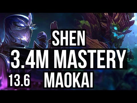 SHEN vs MAOKAI (TOP) | 3.4M mastery, 3/0/3, 1300+ games | KR Grandmaster | 13.6