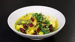 Vegetarian Indian Curry Bowl with Kidney Beans and Cauliflower