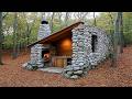 Man Builds House With STONES And LOGS In The Forest By Bogdanintheforest4382