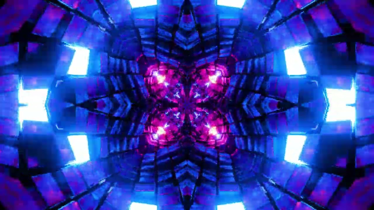 Flying in a tunnel with glowing cubes - Infinitely looped animation