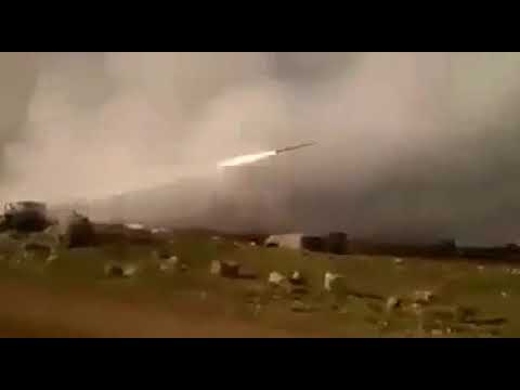 RAW Syrian Army Surface to Surface Rocket attack @ Islamic Jihadi groups in idlib syria April 2019 Video