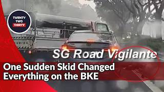 Lorry Skids Across BKE During Heavy Rain, Motorcyclist Sent to Hospital