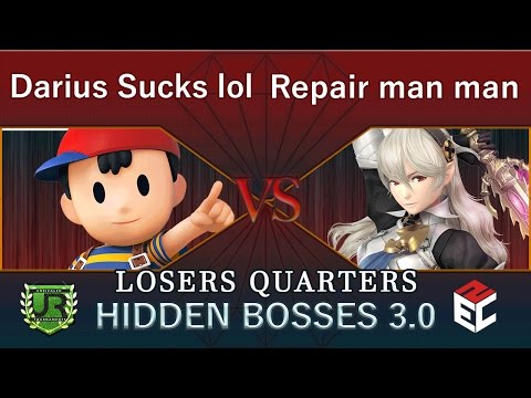 Hidden Bosses 3.0  LOSERS QUARTERS - Darius Sucks lol (Ness) vs Repair man man man (Corrin, Roy)
