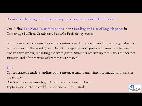 Cambridge B2 First Key Word Transformations Intro