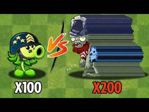 PVZ 2 Challenge - 100 Plants Max Level Vs 200 Jurassic Buckethead Zombies - Who Will Win?