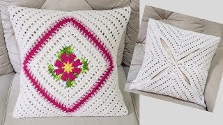 Capa para almofada em crochê com square PASSO A PASSO