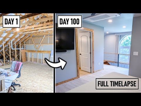 Attic Renovation Time Lapse (1000 Hours) | Bedroom + Bath Build