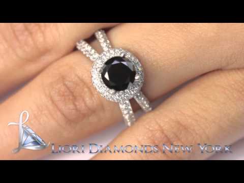 BDR-150 - 2.56 Carat Certified Natural Black Diamond Engagement Ring 14K White Gold