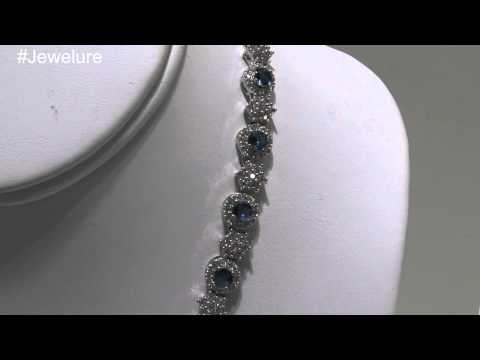 Blue and White Simulated Diamond Fancy Bridal Necklace Gorgeous!