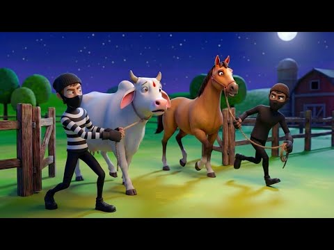 Funny Monkey | The Thief on the Farm! 🐎🐄 Police rescue them! 👮‍♂️ | Monkey Cartoon