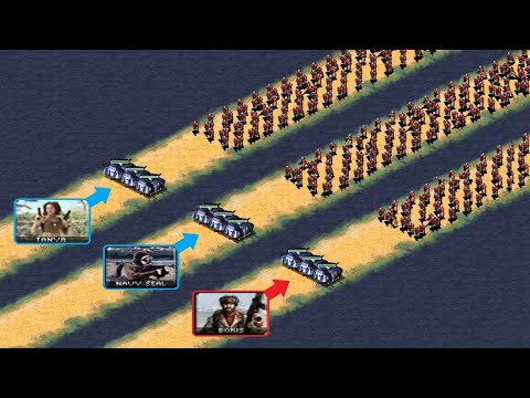 Tanya-SEAL-Boris BF vs Conscripts - Same Cost - Red Alert 2