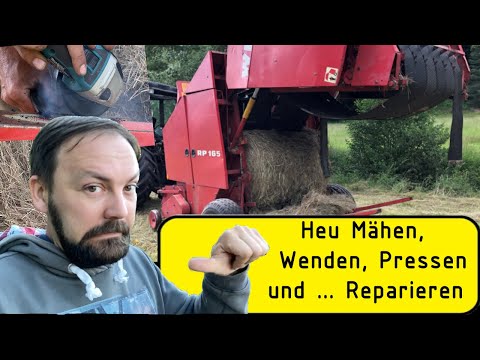 Heu machen. Heu wenden, Heu Mähen und Pressen mit der Welger RP 165