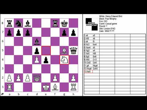 Henry Edward Bird vs Paul Morphy 0-1 C41 Casual game London ENG 1858