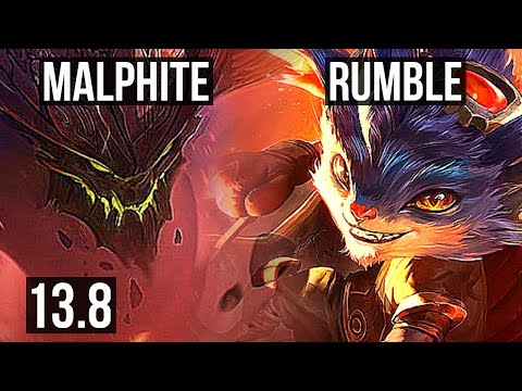 MALPHITE vs RUMBLE (TOP) | 1/0/7, 65% winrate | KR Master | 13.8