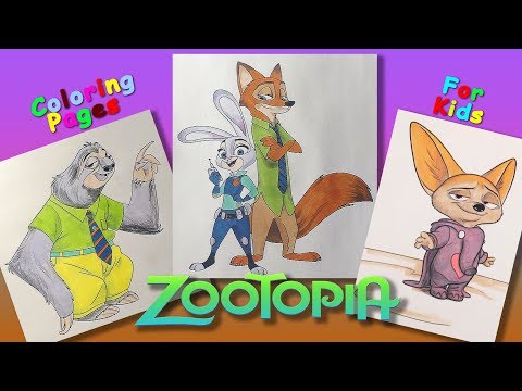 Zootopia cartoon characters #ColoringPages #forKids #LearnColors and Draw with Zootopia Video