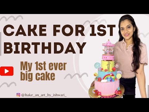 ✨ Cake for 1st Birthday | Detailed video with knowledge | 3 layer cake | Decent cake decoration ✨