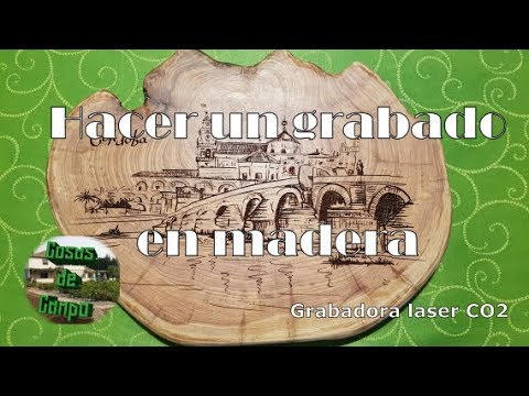 Grabar rodaja de madera con laser CO2 40w