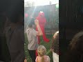 Houston Mascot Party Character Red Furry Monster Elmo Happy Tapping Dance At Birthday Event