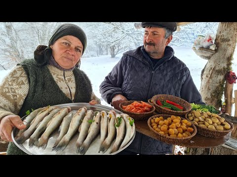 Cooking Zander Fish on a Campfire in Sadj Grill