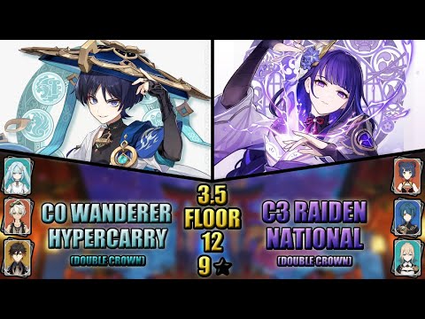 3.5 Spiral Abyss | 2x Crown C0 Wanderer Hypercarry & C3 Raiden - Floor 12 9 Stars | Genshin Impact