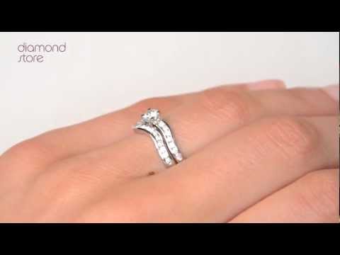 DN3226 - Channel Set Diamond 0.71ct And 18K White Gold 2 Ring Bridal Set