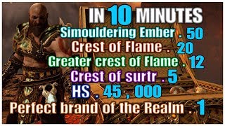 God of war 4 , How to get '' Smouldering ember , Greater / Crest of flame ,  Crest of Surtr . ''