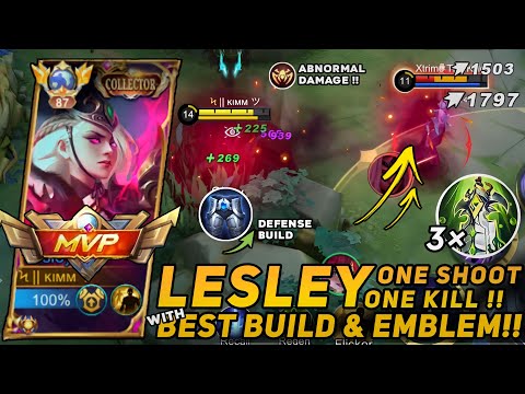 LESLEY ONE SHOOT ONE KILL🔥 LESLEY OP BUILD IN SEASON 28 IS HERE!! LESLEY BEST BUILD 2023 ~MLBB