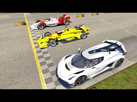 Koenigsegg Jesko vs IndyCar 2019 vs IndyCar 1999 - Old Monza