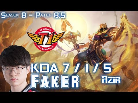 SKT T1 Faker AZIR vs CORKI Mid - Patch 8.5 KR Ranked