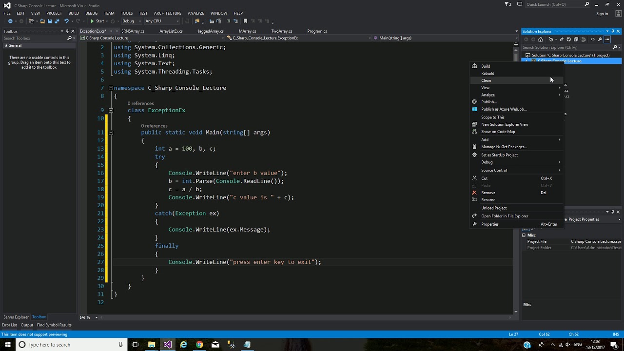 C# Console Exception Handling #17