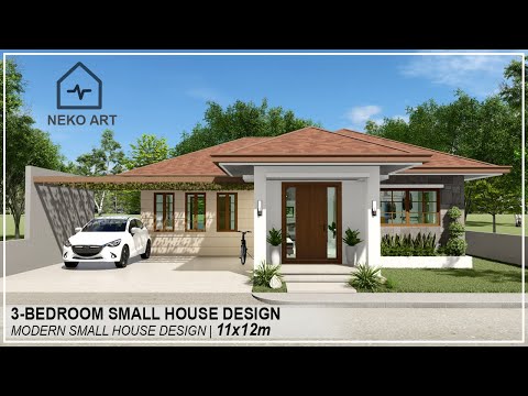 EP-28 | 3 BEDROOM  MODERN SMALL BUNGALOW HOUSE DESIGN with CARPORT FOR 2 | NEKO ART