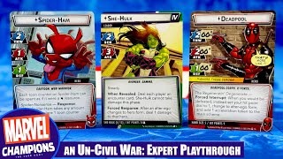 MARVEL CHAMPIONS Synthezoid Smackdown with Expert She-Hulk vs Spider-Ham and Deadpool  |  Solo Play