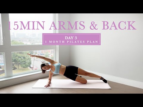 DAY 3 - 1 Month At Home Pilates Plan // 15MIN Hourglass Abs, Arms & Back // madeleineabeid