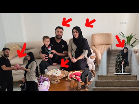 Making a cake by Azita and Azita's husband's birthday and Ziba washing the stairs