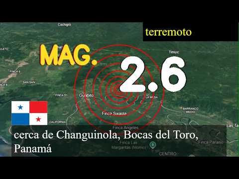 Terremoto de magnitud 2,6 sacudió cerca de Changuinola, Bocas del Toro, Panamá hoy 09 de marzo de 2
