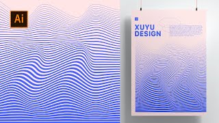 Lines Wave Style Poster Graphic Design Tutorial With Adobe Illustrator || Adobe Illustrator Tutorial