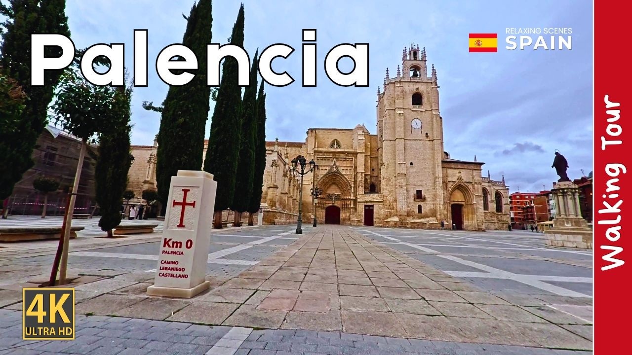 Immersive street-level walking tour through Palencia Cathedral, Spain, showcasing authentic urban landscapes, local architecture, and the vibrant atmosphere of the city's neighborhoods