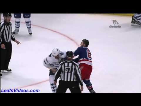 TOR 0 @ NYR 1 - Mike Brown vs Brandon Prust - 101015