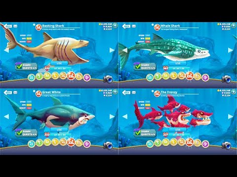 ALL XXL SHARKS UNLOCKED (HUNGRY SHARK WORLD)