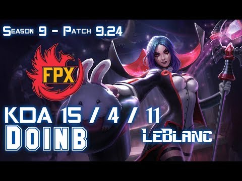 FPX Doinb LEBLANC vs ZOE Mid - Patch 9.24 KR Ranked