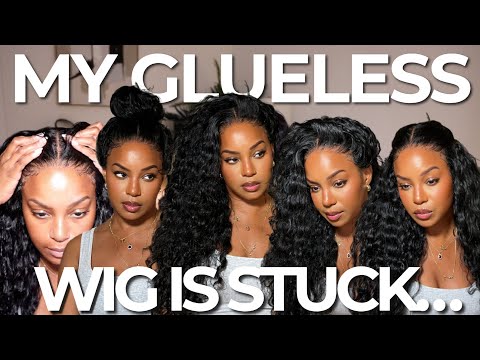 I CAN'T REMOVE MY GLUELESS WIG... (NEW CURLY WIG INSTALL FOR BEGINNERS) FT. UNICE
