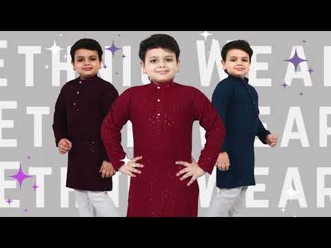 👉🤴 Kids Ethnic | Chikankari Embroidery | Boys Kurta Pajama Set. #fashionstyle #kurta #kurtapajama
